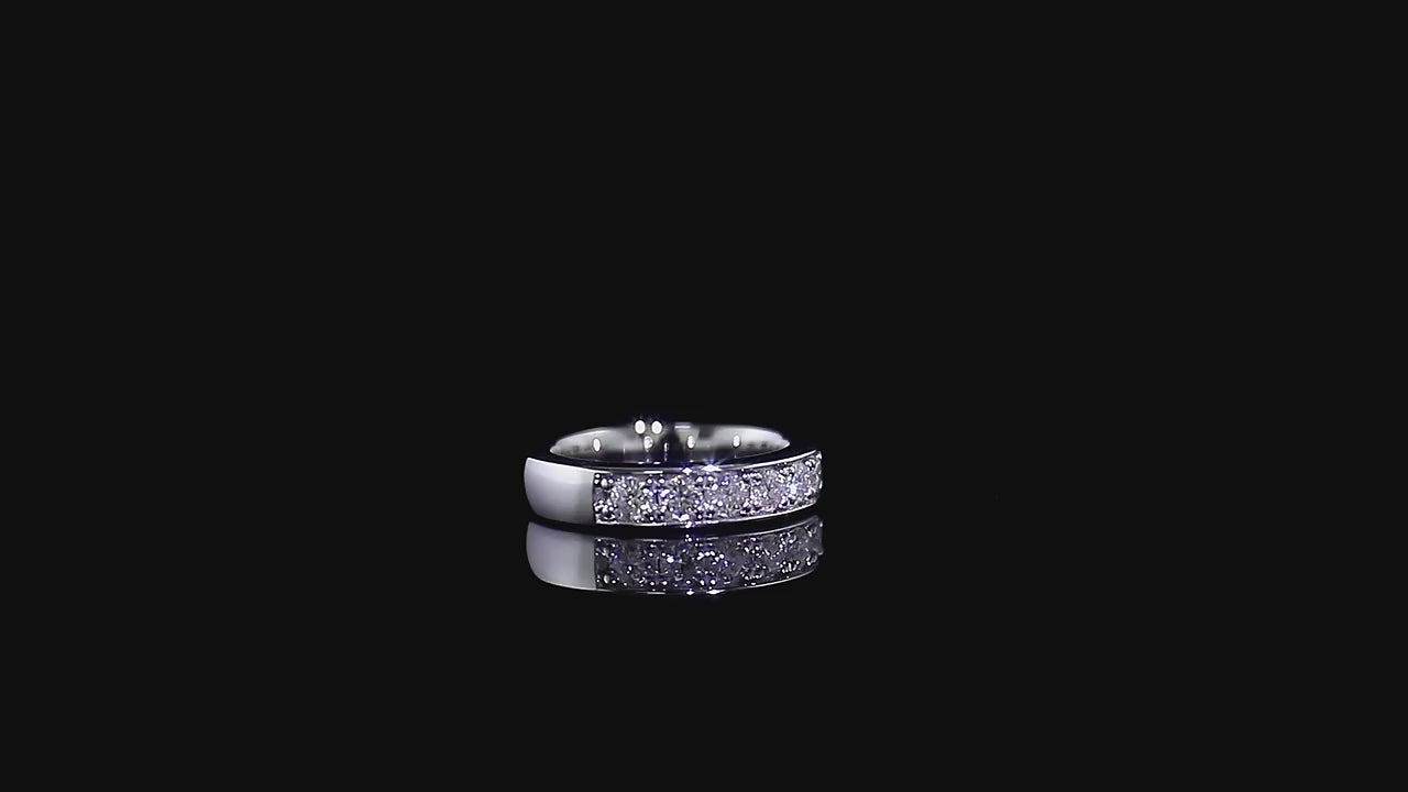 3.00mm Round Half Eternity Moissanite Wedding Band