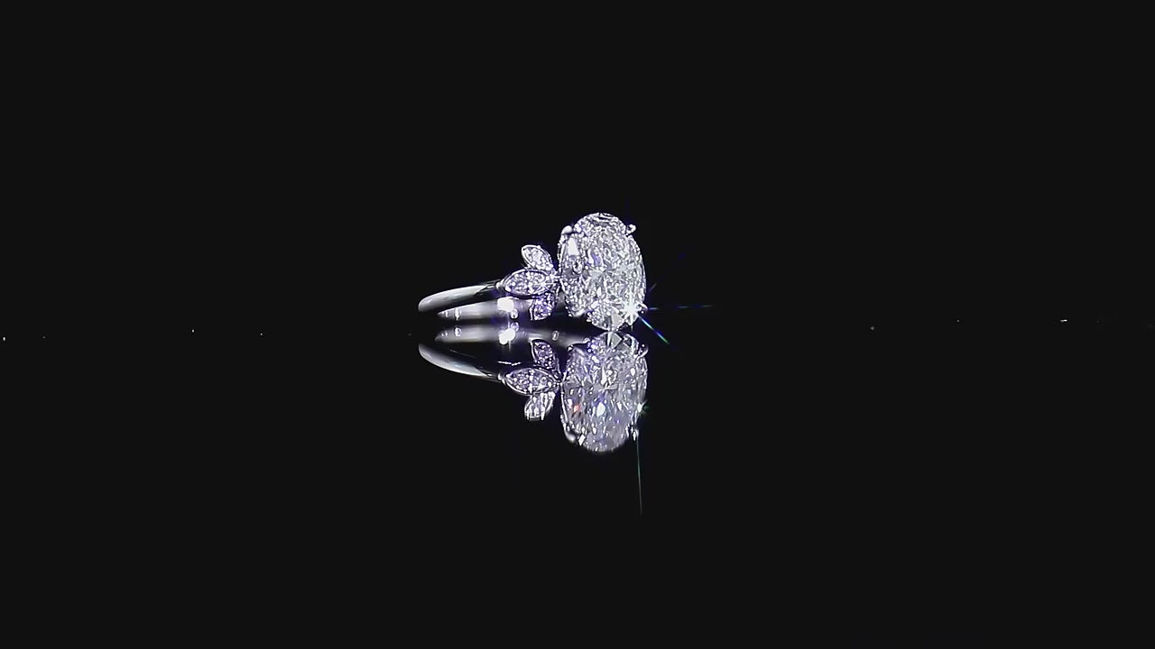 Oval Cut Colorless Moissanite Vintage Engagement Ring, Side Marquise Cut Handmade Ring Gift 