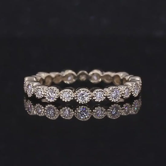 Lab Created Diamond Ring, Round Rose Cut Diamond Ring, Antique Milgrain Wedding Band, Anniversary Gifts, Handmade Jewelry
