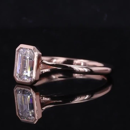emerald bezel set wedding ring