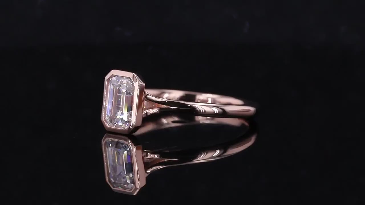 emerald bezel set wedding ring