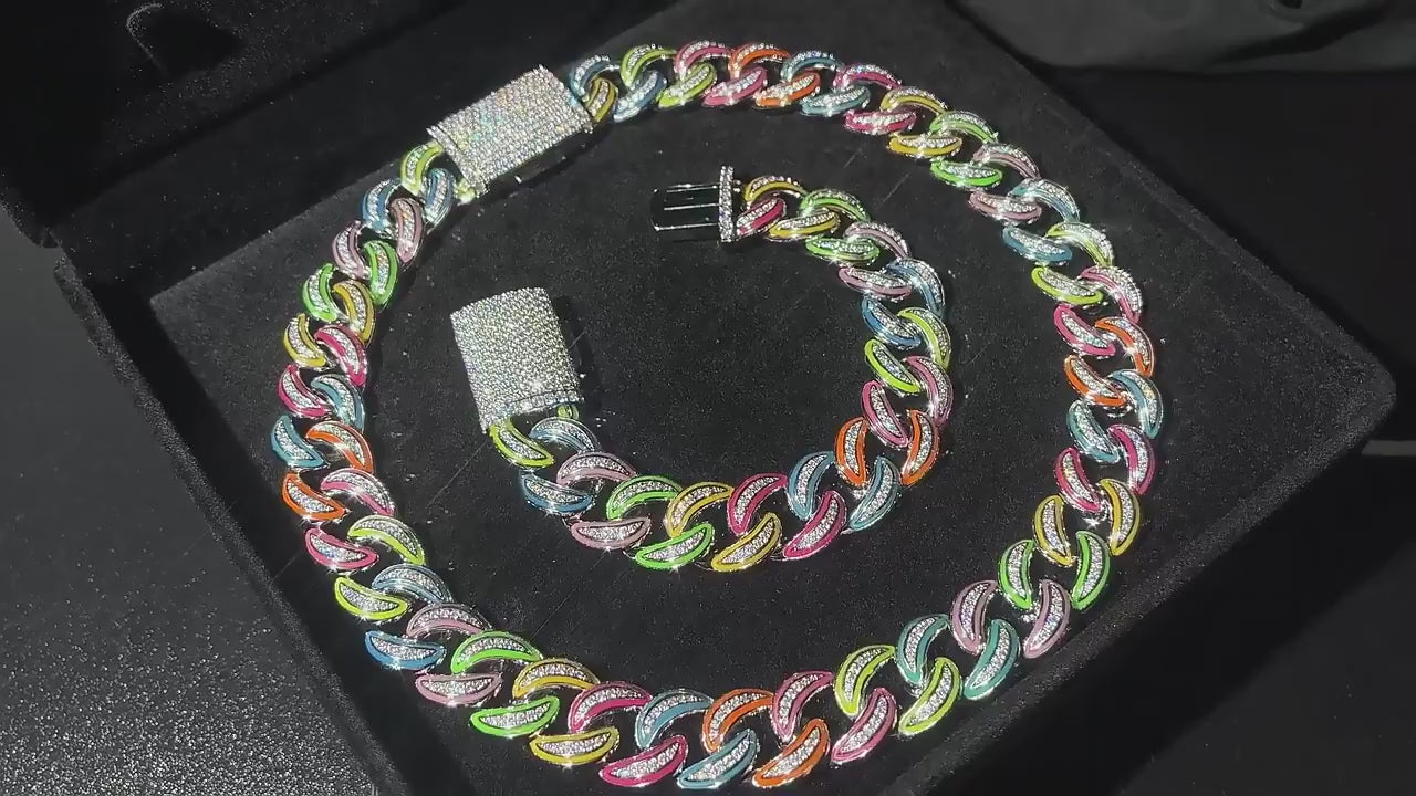 Glow In The Dark Miami Cuban Link Chain Necklace & Bracelet