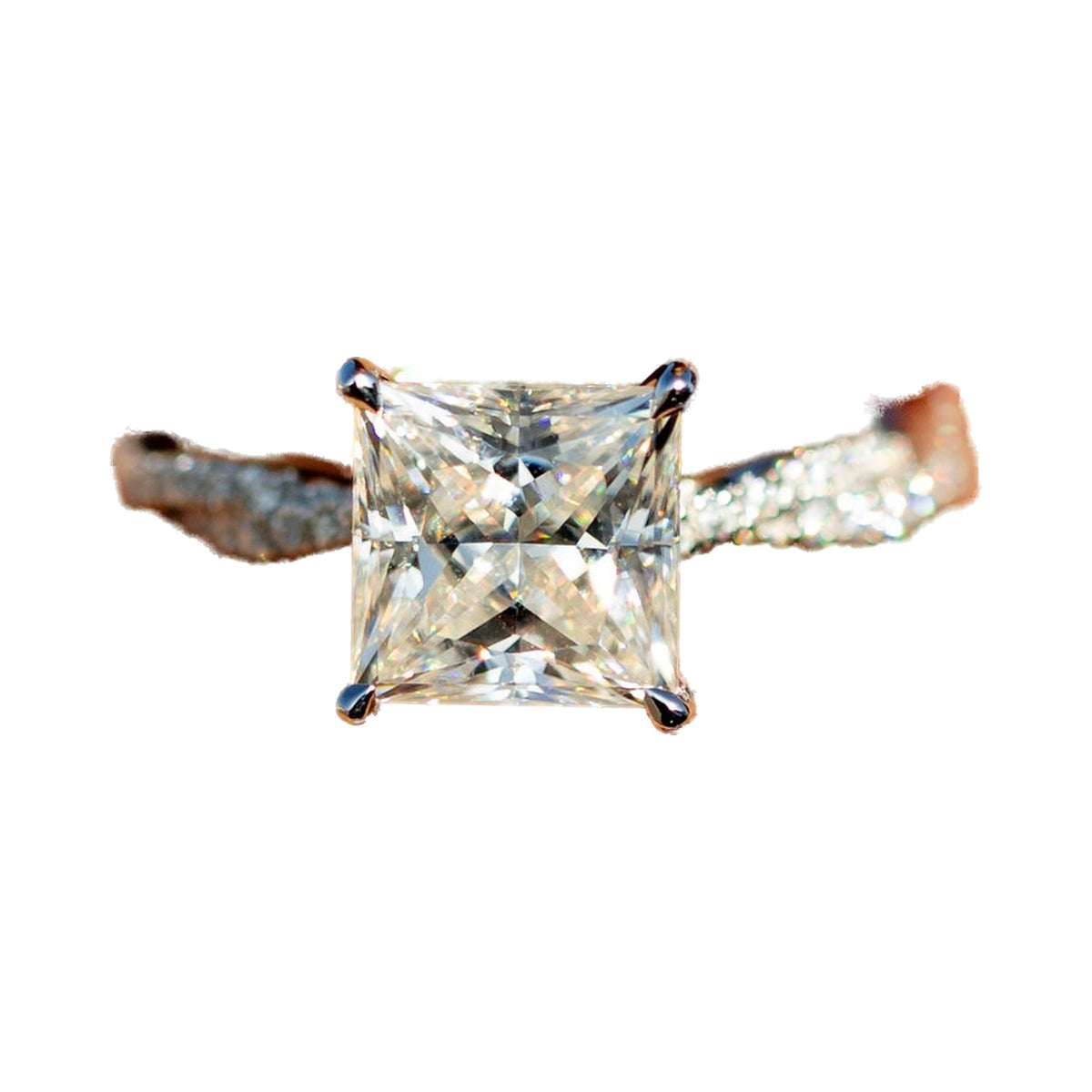Princess Cut Lab Grown Diamond Twisted Pave Infinity Diamond Ring from Carat and Kraft, on white