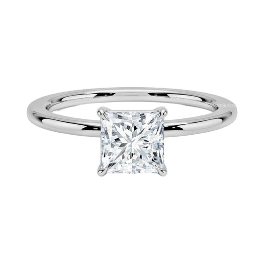 Princess Cut Lab Grown Diamond Solitaire Diamond Engagement Ring from Carat and Kraft, on white