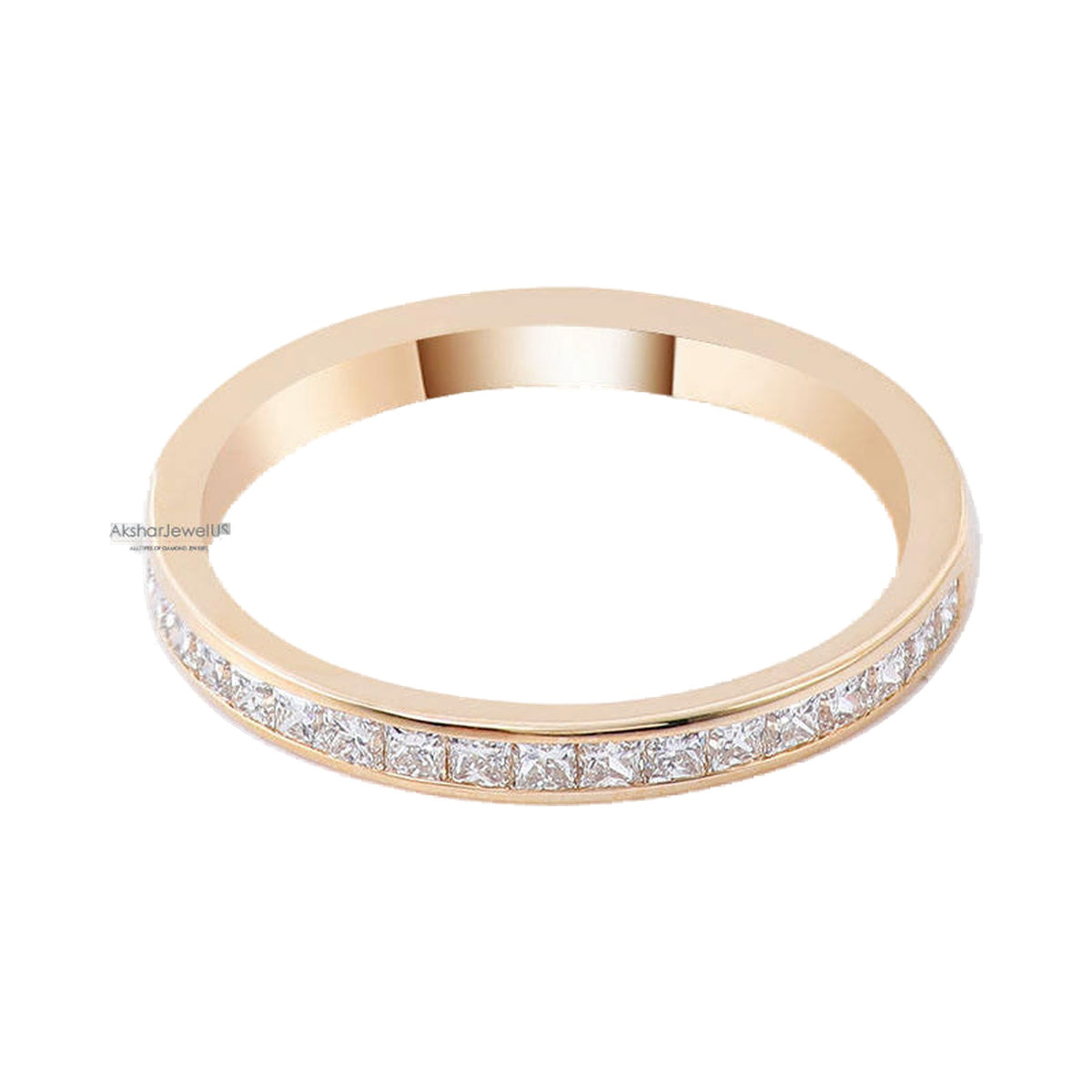 Princess Cut Moissanite Diamond Half Eternity Matching band from Carat and Kraft, on white