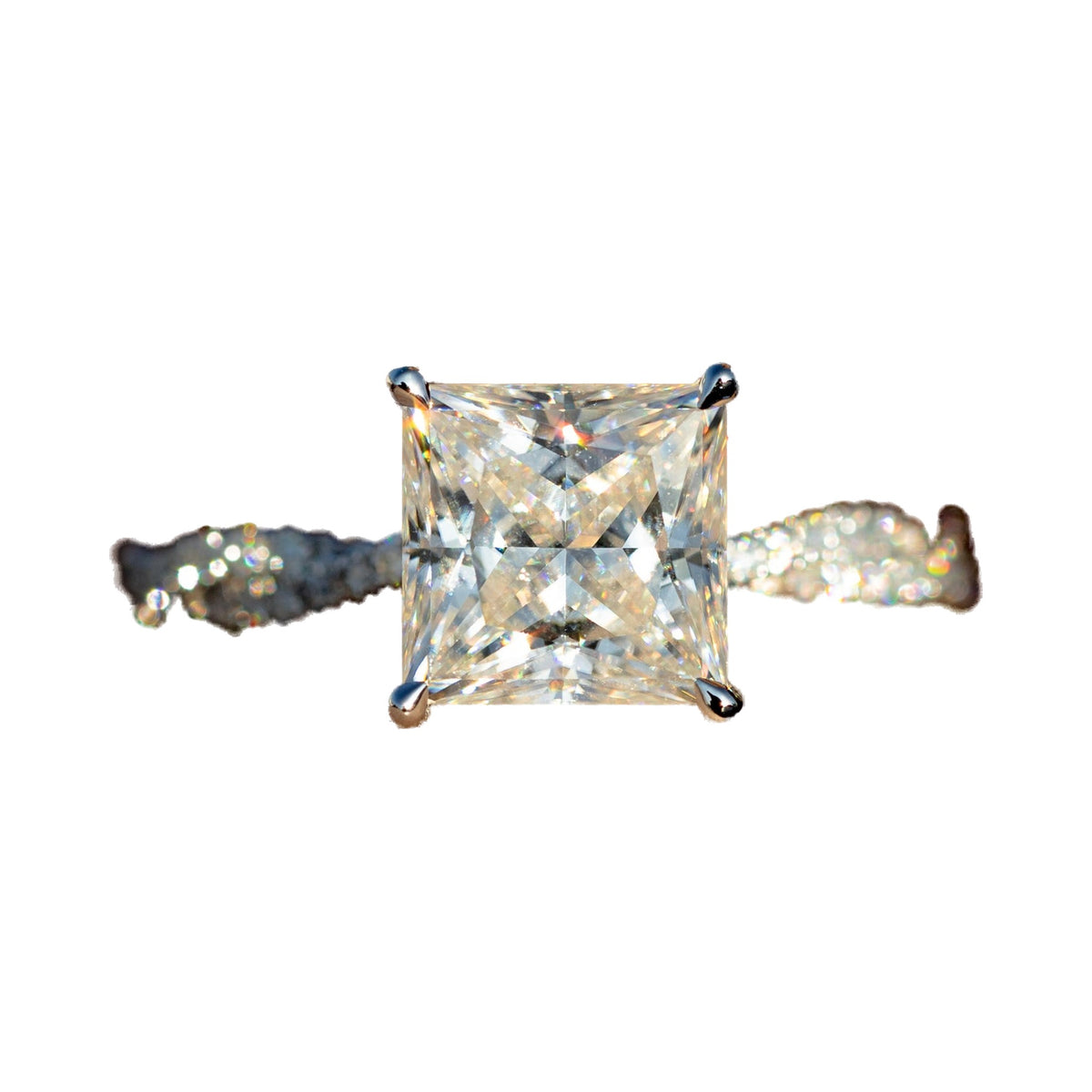 Princess Cut Twisted Infinity Moissanite Diamond Band Ring from Carat and Kraft, on white