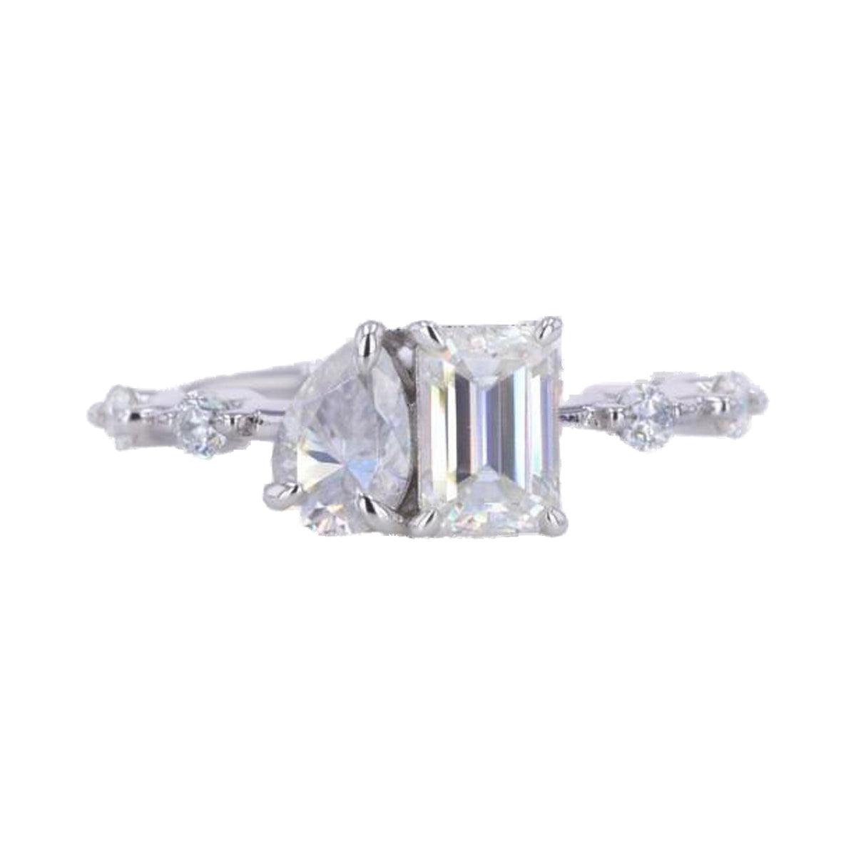 Toi Et Moi Lab Grown Diamond Ring, Radiant and Pear Engagement Ring from Carat and Kraft, on white