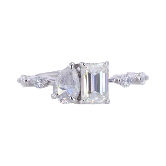 Toi Et Moi Lab Grown Diamond Ring, Radiant and Pear Engagement Ring from Carat and Kraft, on white