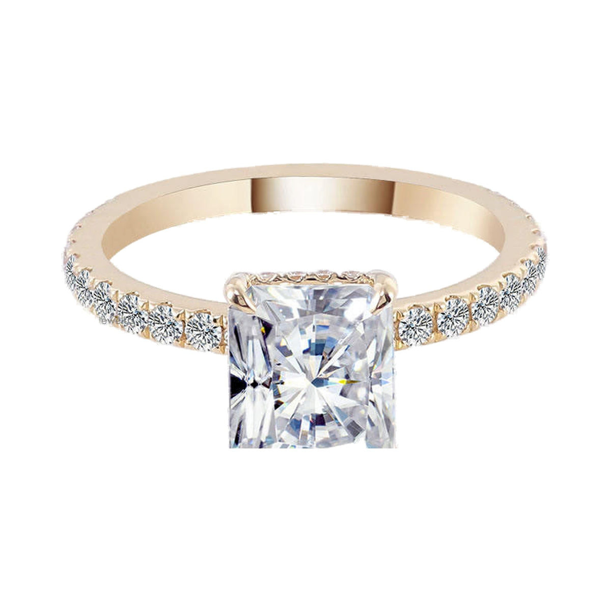 Radiant Hidden Halo Moissanite Ring from Carat and Kraft, on white
