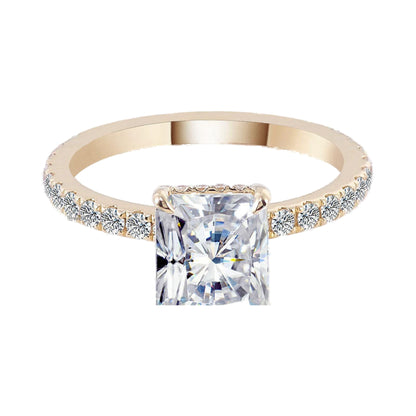 Radiant Hidden Halo Moissanite Ring from Carat and Kraft, on white