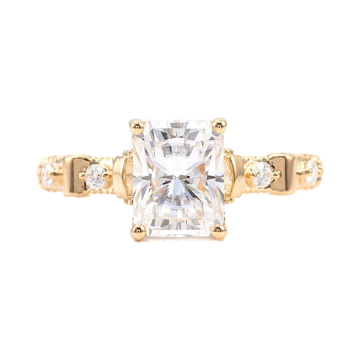 Radiant Cut Hidden Halo Moissanite Engagement Ring from Carat and Kraft, on white