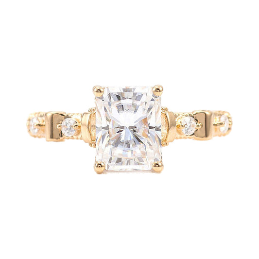 Radiant Cut Hidden Halo Moissanite Engagement Ring from Carat and Kraft, on white