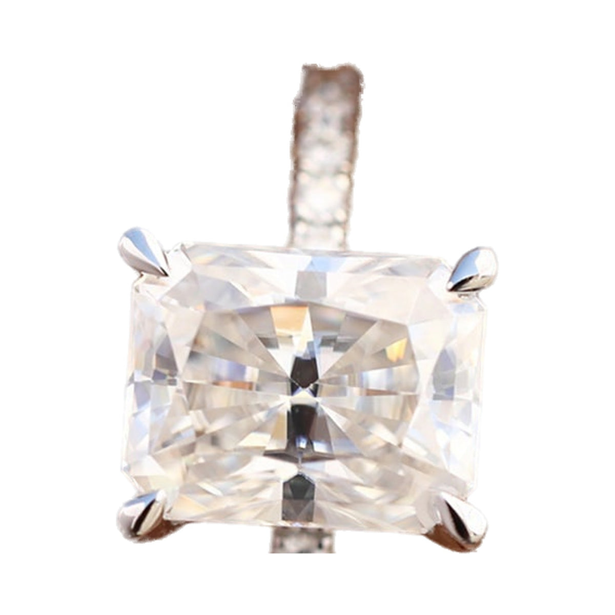 Radiant Pave Set Moissanite Wedding Ring from Carat and Kraft, on white