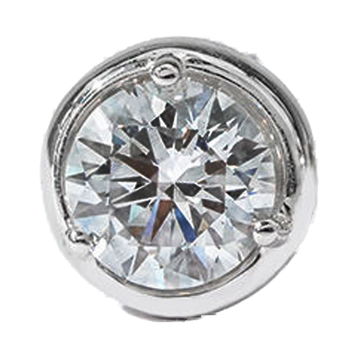 Round Cut Bezel Set Moissanite Earrings from Carat and Kraft, on white
