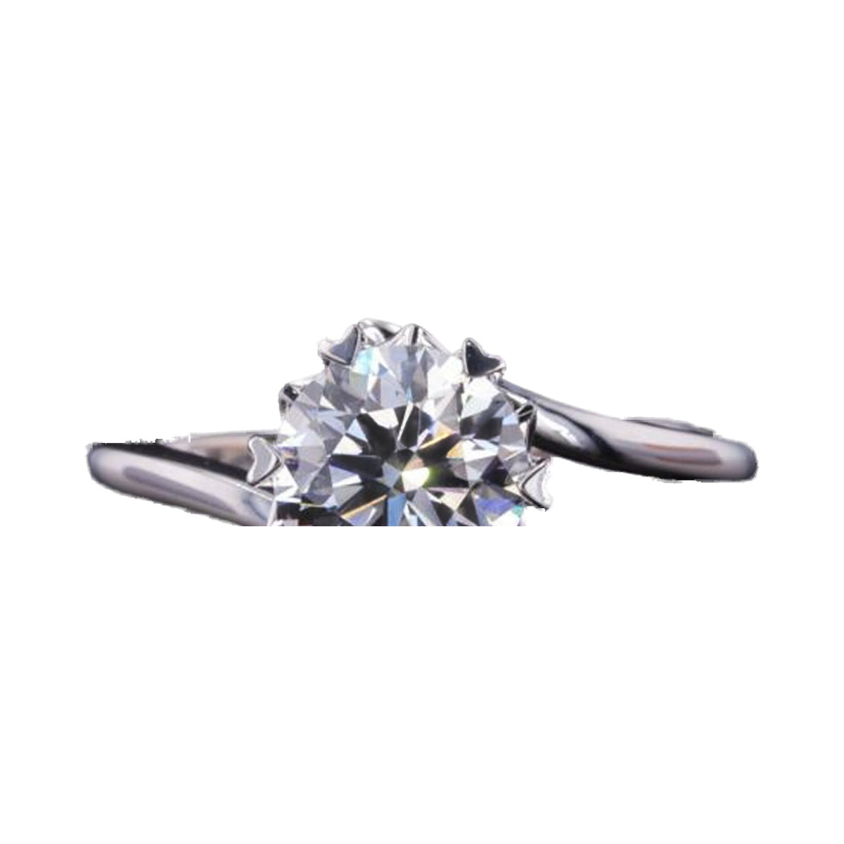 Round Lab Grown Diamond Bypass Shank Solitaire Engagement Ring from Carat and Kraft, on white