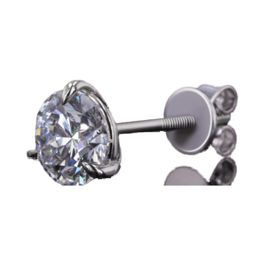 Round Cut Three Prong Moissanite Diamond Stud Earrings from Carat and Kraft, on white