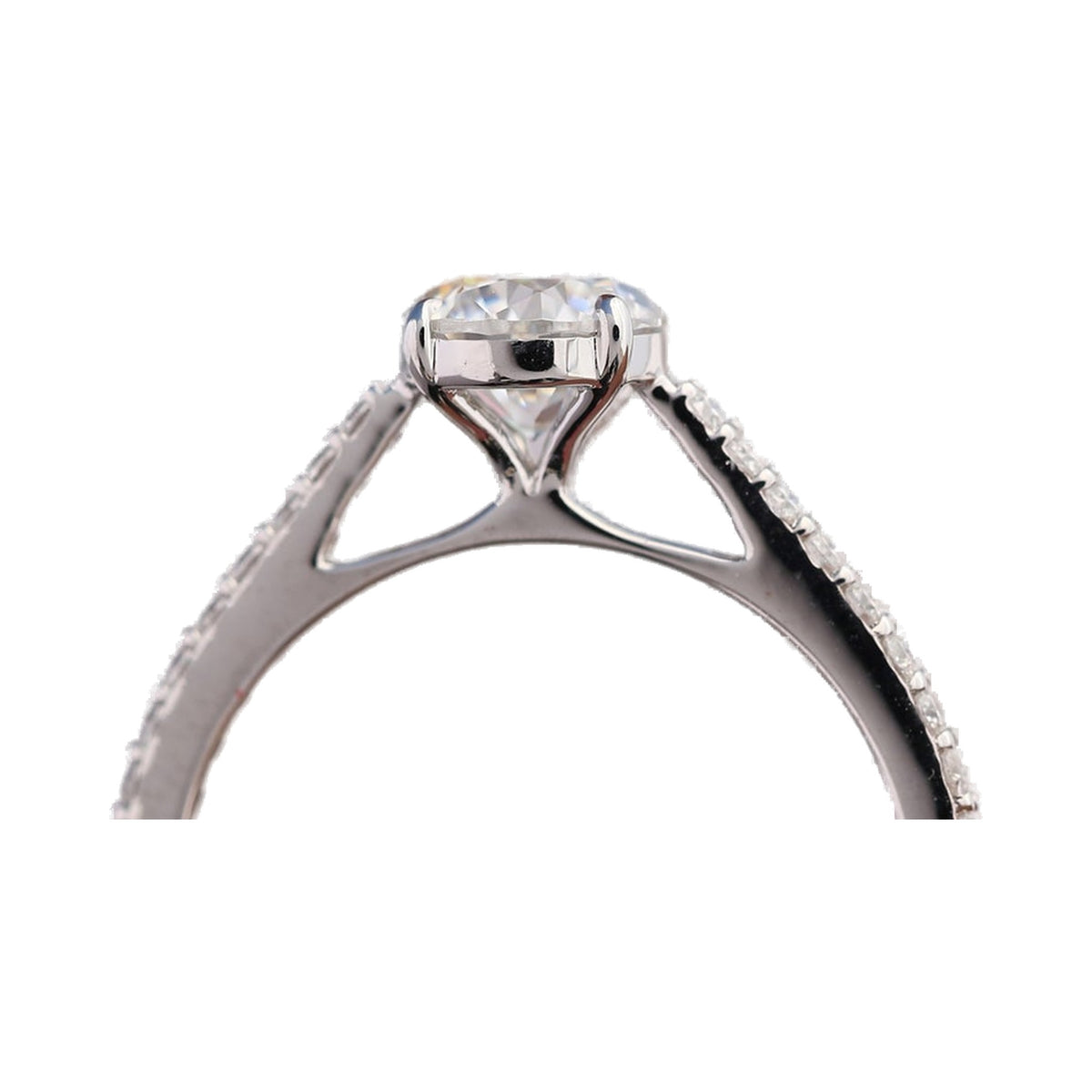 Round Lab Created Diamond Pave Setting Engagement Ring from Carat and Kraft, on white
