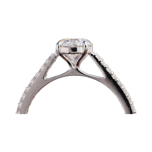 Round Lab Created Diamond Pave Setting Engagement Ring from Carat and Kraft, on white