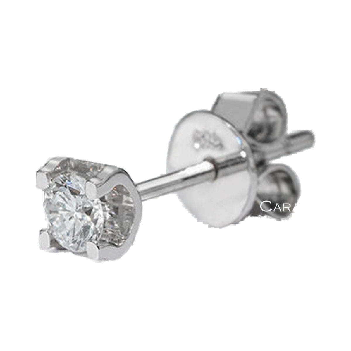 Round Moissanite Diamond Solitaire Earring from Carat and Kraft, on white