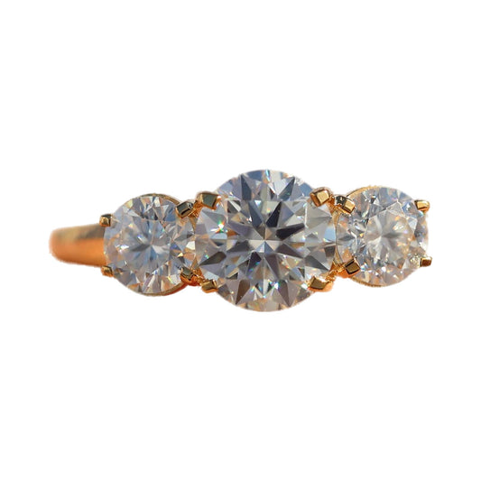 Round Three Stone Lab Created Diamond Wedding Ring from Carat and Kraft, on white