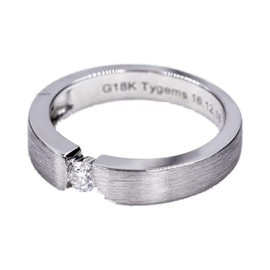 Round Single Stone Lab Grown diamond & Moissanite Thick Band from Carat and Kraft, on white