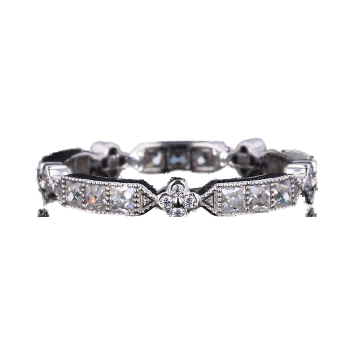 Vintage Diamond wedding band, art deco Full eternity bridal ring from Carat and Kraft, on white