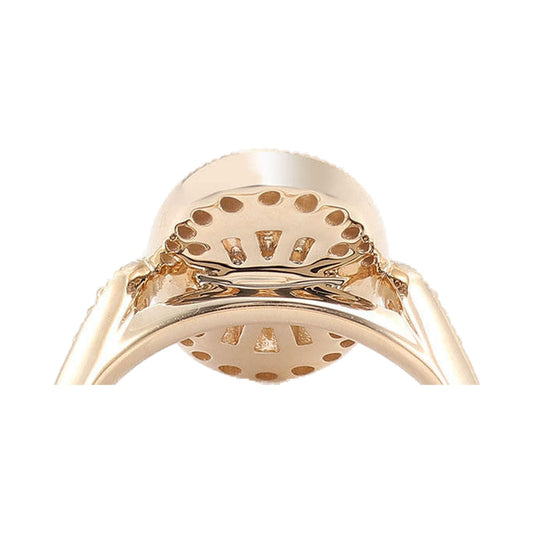 Round Lab Grown Diamond Double Halo Vintage Moissanite Ring from Carat and Kraft, on white