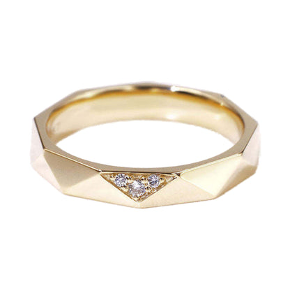 Yellow Gold Multi Faceted Unique Shape Lab Grown Diamond Plain Men's Band from Carat and Kraft, on white